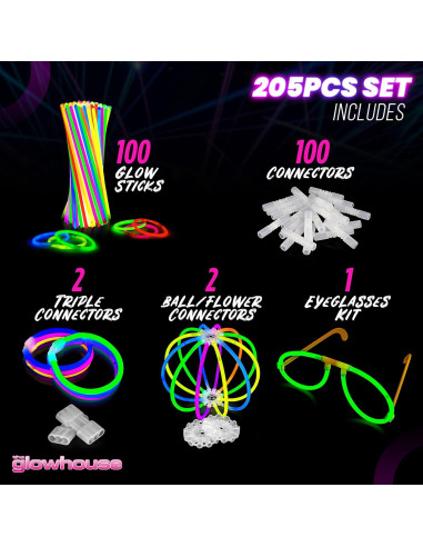 Paquete de 205 Palos de Luz Brillantes The Glowhouse