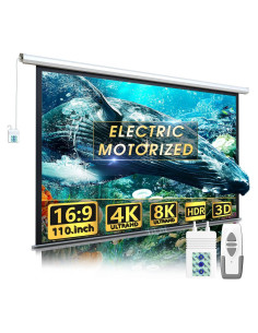 Pantalla de Proyector Motorizada Aoxun 110" 16:9 Control Remoto