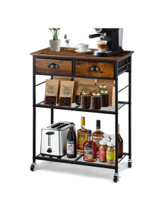 Carrito de Café Rodante NovaNoka con Cajones y Estante Ajustable