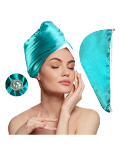 Toalla de Microfibra Satinada Chloven para Cabello - Azul Pavo Real