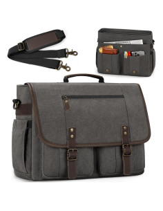Bolsa de Mensajero RAINSMORE Gris 17" Lona Impermeable