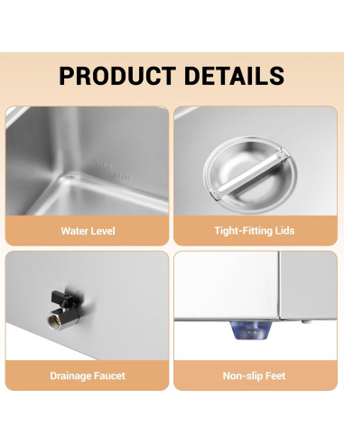Calentador de Comida Eléctrico Festisoul 21QT 600W Bain Marie