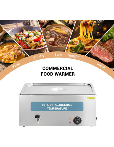 Calentador de Comida Eléctrico Festisoul 21QT 600W Bain Marie