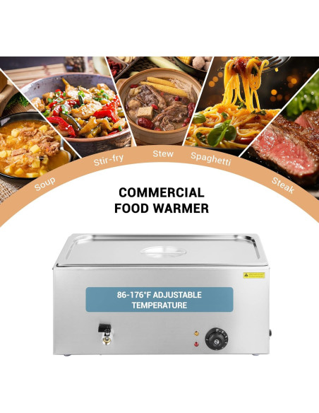 Calentador de Comida Eléctrico Festisoul 21QT 600W Bain Marie