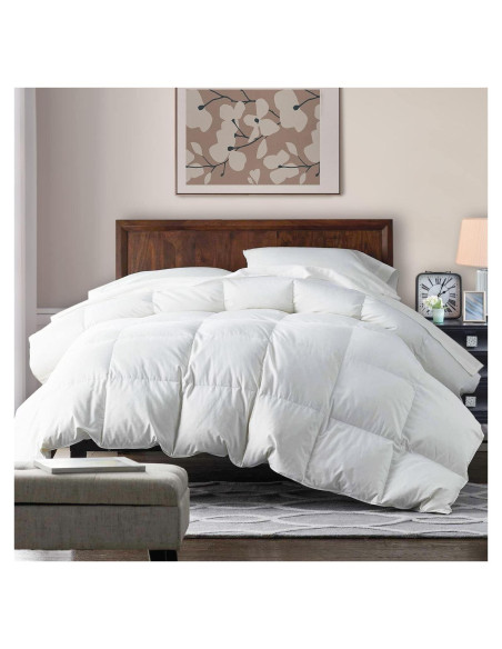 Edredón de Plumas de Ganso WarmKiss King 1555g Algodón Blanco