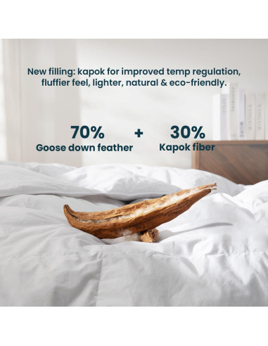 Edredón de Plumas de Ganso WarmKiss King 1555g Algodón Blanco