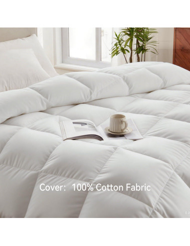 Edredón de Plumas de Ganso WarmKiss King 1555g Algodón Blanco