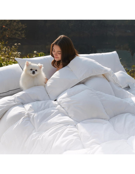 Edredón de Plumas de Ganso WarmKiss King 1555g Algodón Blanco