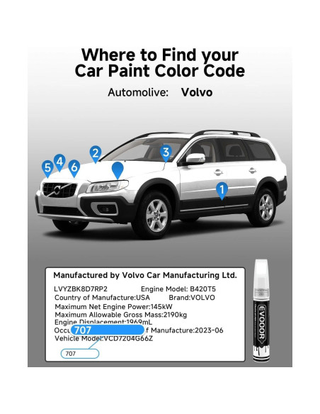 Pintura de Retoque EVOOOR Blanco Cristal 707 11.8 ml 2 en 1