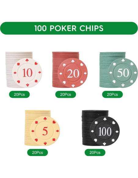 Juego de Fichas de Póker WAONIQ 100 PCS 35 mm Colores