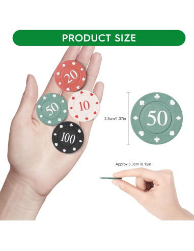 Juego de Fichas de Póker WAONIQ 100 PCS 35 mm Colores