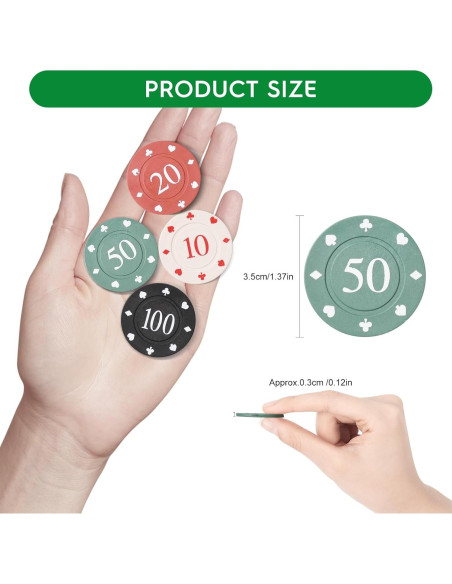 Juego de Fichas de Póker WAONIQ 100 PCS 35 mm Colores