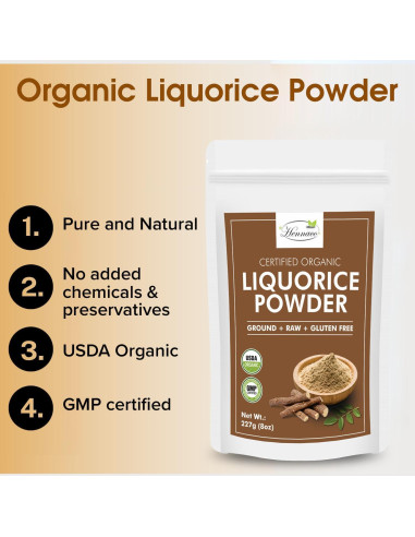 Polvo de Regaliz Orgánico Hennaco 227 Gramos - Endulzante Natural