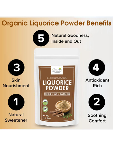 Polvo de Regaliz Orgánico Hennaco 227 Gramos - Endulzante Natural