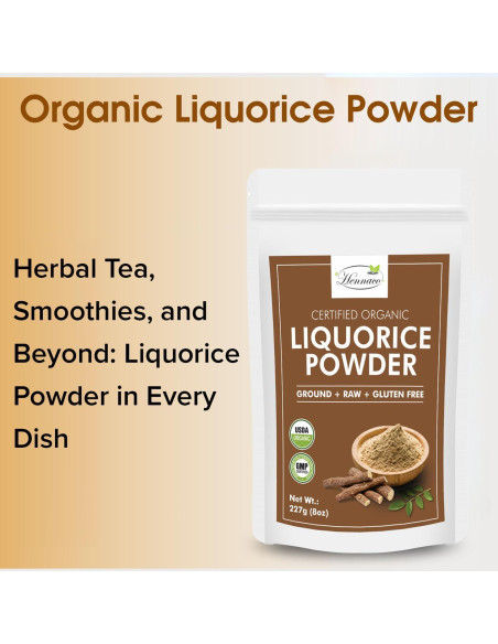 Polvo de Regaliz Orgánico Hennaco 227 Gramos - Endulzante Natural