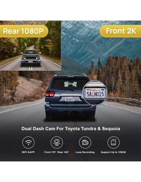 Cámara Frontal y Trasera Fitcamx 2K para Toyota Tundra/Sequoia