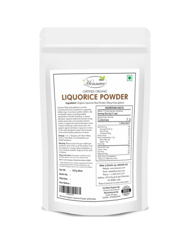 Polvo de Regaliz Orgánico Hennaco 227 Gramos - Endulzante Natural
