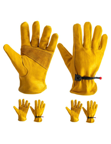 Guantes de Trabajo de Cuero Vaca Genuino Unisex 2 Pares