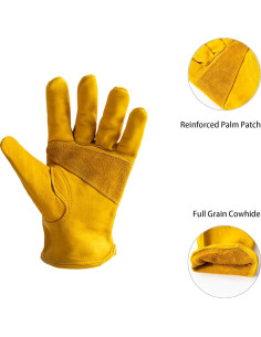 Guantes de Trabajo de Cuero Vaca Genuino Unisex 2 Pares 2