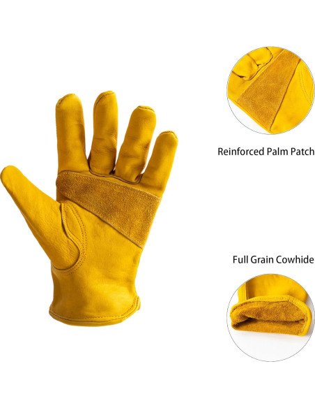 Guantes de Trabajo de Cuero Vaca Genuino Unisex 2 Pares