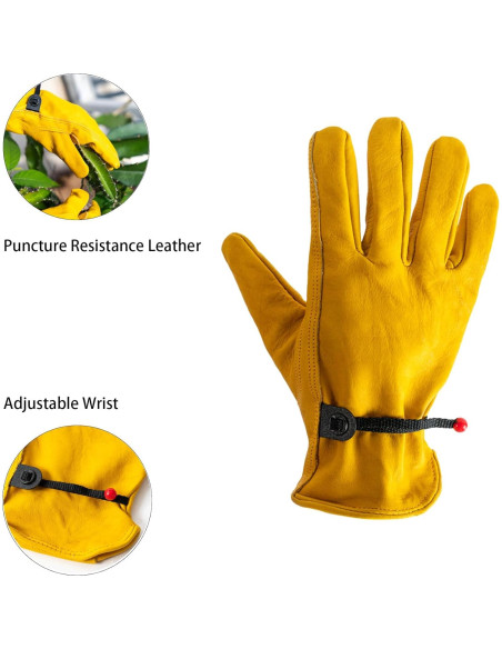 Guantes de Trabajo de Cuero Vaca Genuino Unisex 2 Pares
