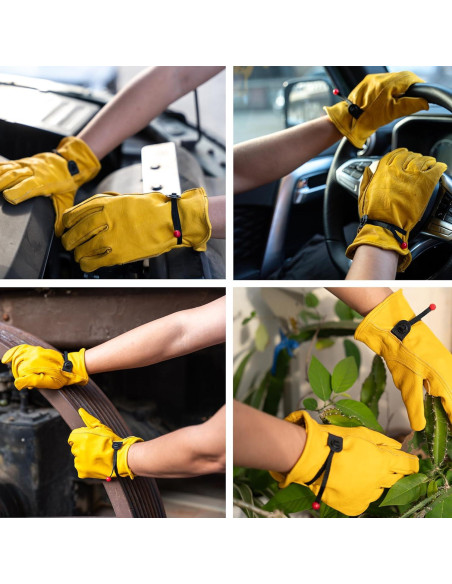 Guantes de Trabajo de Cuero Vaca Genuino Unisex 2 Pares