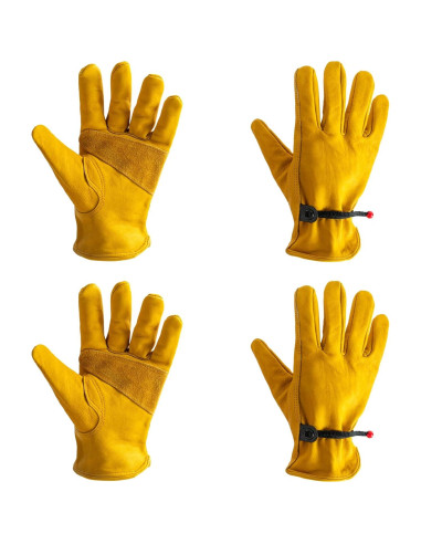 Guantes de Trabajo de Cuero Vaca Genuino Unisex 2 Pares