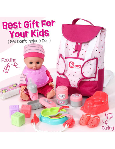 Juego de Accesorios para Muñecas TUZT con Mochila y Pañales