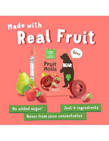 Rollos de Fruta BEAR Yoyo Fresa 5 Unidades 99.22 g