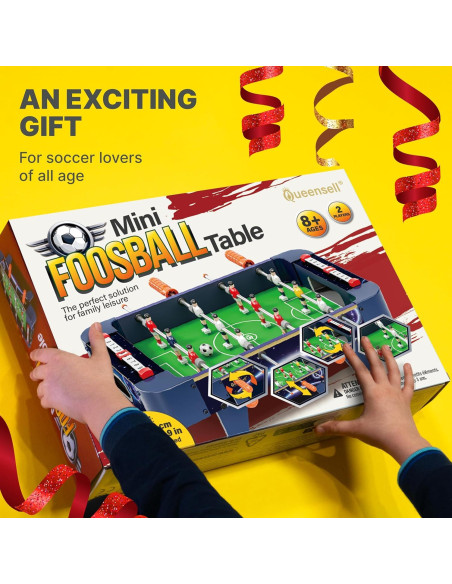 Mesa de Futbolín Mini Queensell 53x31 cm para Niños y Adultos