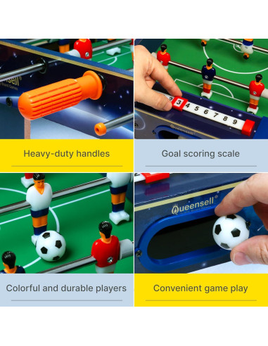 Mesa de Futbolín Mini Queensell 53x31 cm para Niños y Adultos