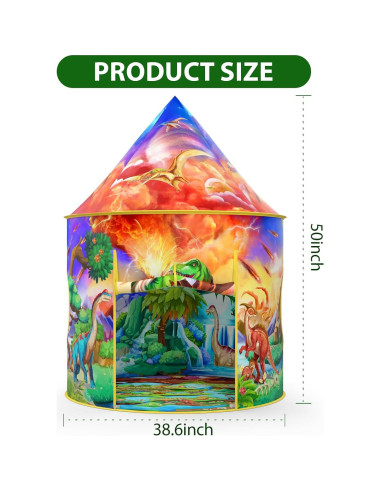 Carpa de Dinosaurio Wilwolfer para Niños - Juego Interior 98x98 cm