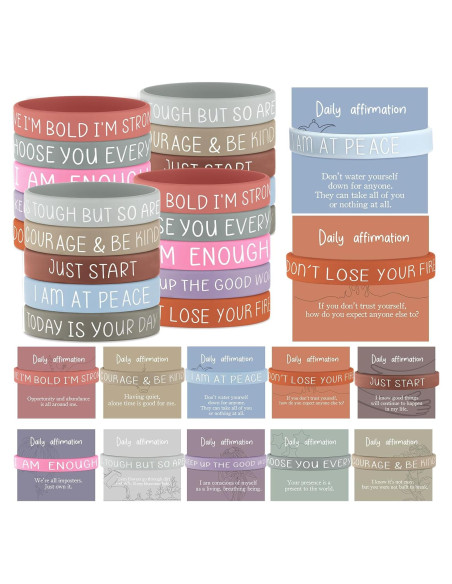 50 Pulseras Motivacionales de Silicona Remuuly con Tarjetas