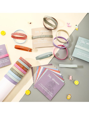 50 Pulseras Motivacionales de Silicona Remuuly con Tarjetas