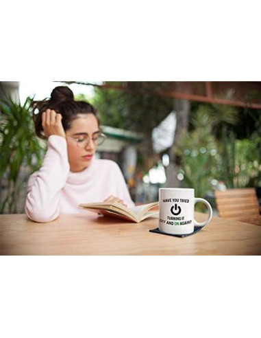 Taza de café 11 oz Casitika blanca para geek de TI