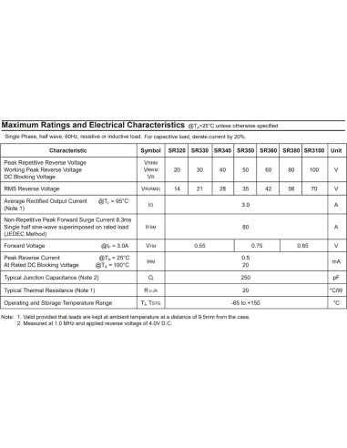 Paquete de 50 Diodos Schottky Bridgold SR3100 SR3200 SR560 SR5100 SR5200