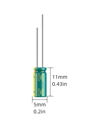 Paquete de 10 Capacitores Electrolíticos JCCON 50V 1uF 5x11mm