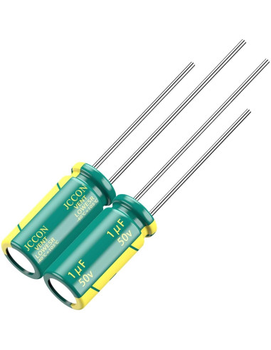 Paquete de 10 Capacitores Electrolíticos JCCON 50V 1uF 5x11mm