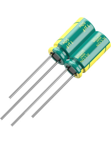 Paquete de 10 Capacitores Electrolíticos JCCON 50V 1uF 5x11mm