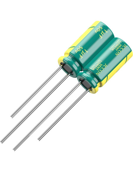 Paquete de 10 Capacitores Electrolíticos JCCON 50V 1uF 5x11mm