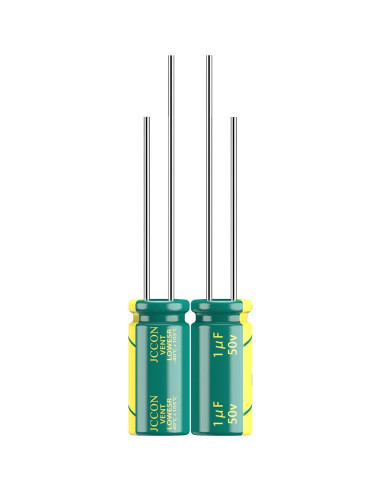 Paquete de 10 Capacitores Electrolíticos JCCON 50V 1uF 5x11mm