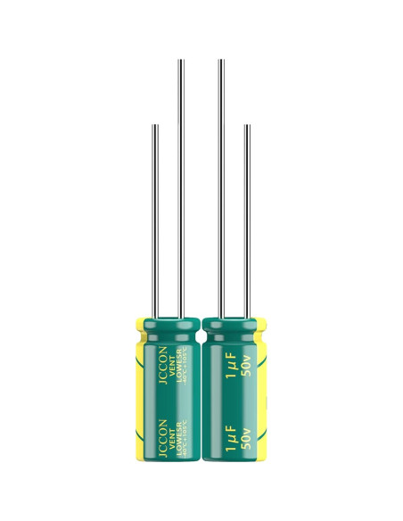 Paquete de 10 Capacitores Electrolíticos JCCON 50V 1uF 5x11mm