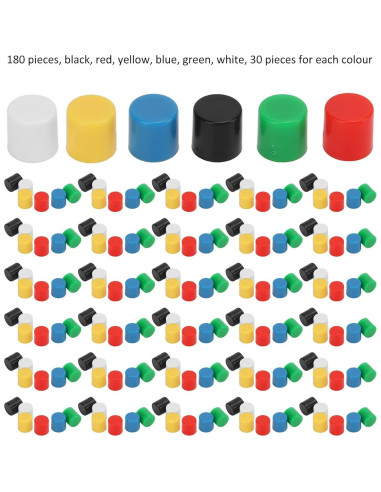 180 Cubiertas de Botón de Presión ABS Walfront - 6 Colores