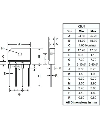 5 Puentes Rectificadores de Vidrio GBJ3510 35A 1000V