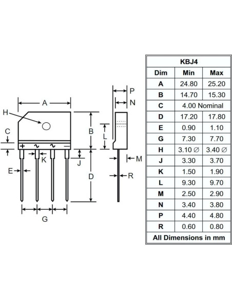5 Puentes Rectificadores de Vidrio GBJ3510 35A 1000V