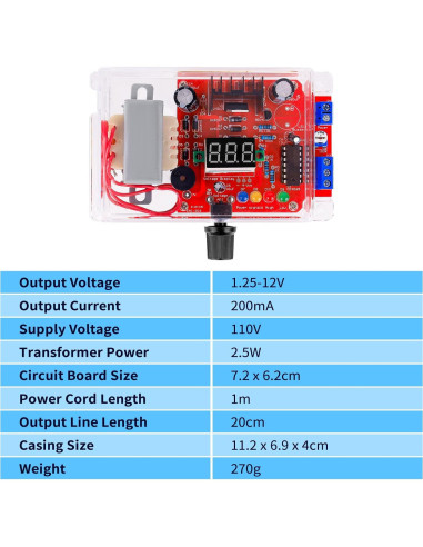 Kit Regulador de Voltaje Ajustable LM317 110V a 12V YELUFT