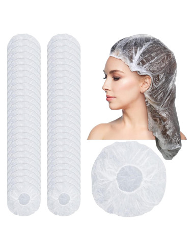 Gorras de Ducha Desechables SATINIOR 50 Pcs Grandes Impermeables