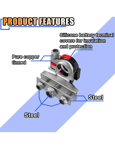Conectores de Terminal de Batería SMILFUY 3 Vías 12V Coche