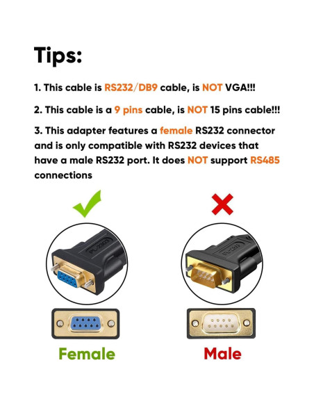 Adaptador USB a RS232 CableCreation 2m Chipset PL2303 Negro