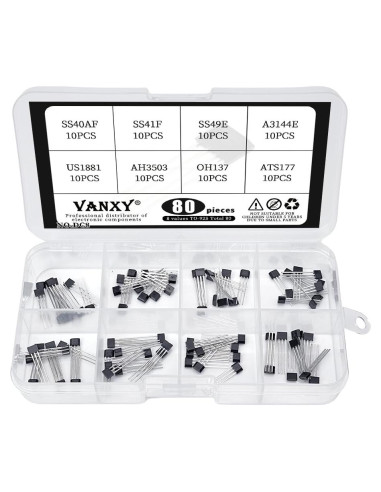 Kit de 80 Sensores Hall TO-92 VANXY - 8 Tipos x 10 Pcs